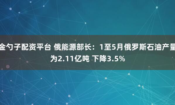 金勺子配资平台 俄能源部长：1至5月俄罗斯石油产量为2.11亿吨 下降3.5%