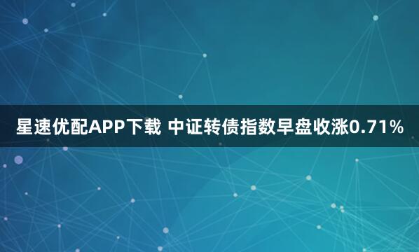 星速优配APP下载 中证转债指数早盘收涨0.71%